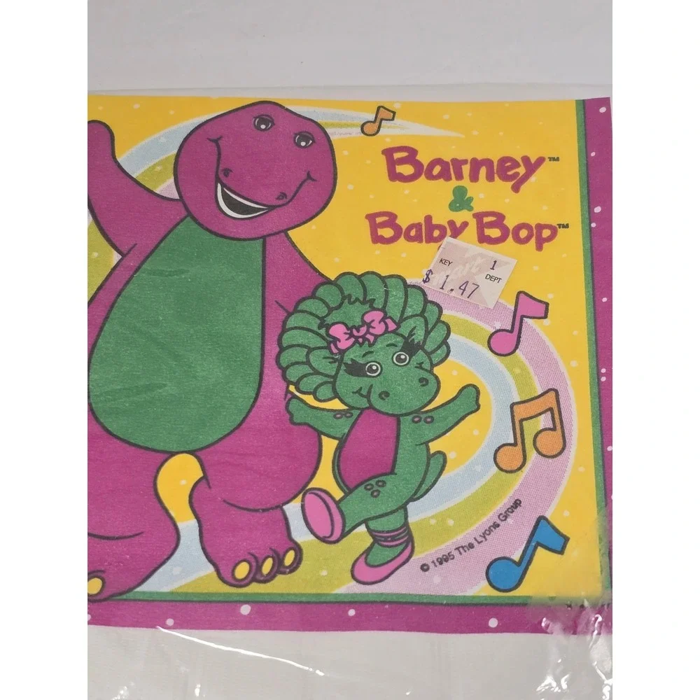 Vintage 1995 Barney and Baby Bop Luncheon Napkins 16ct Unique Sealed